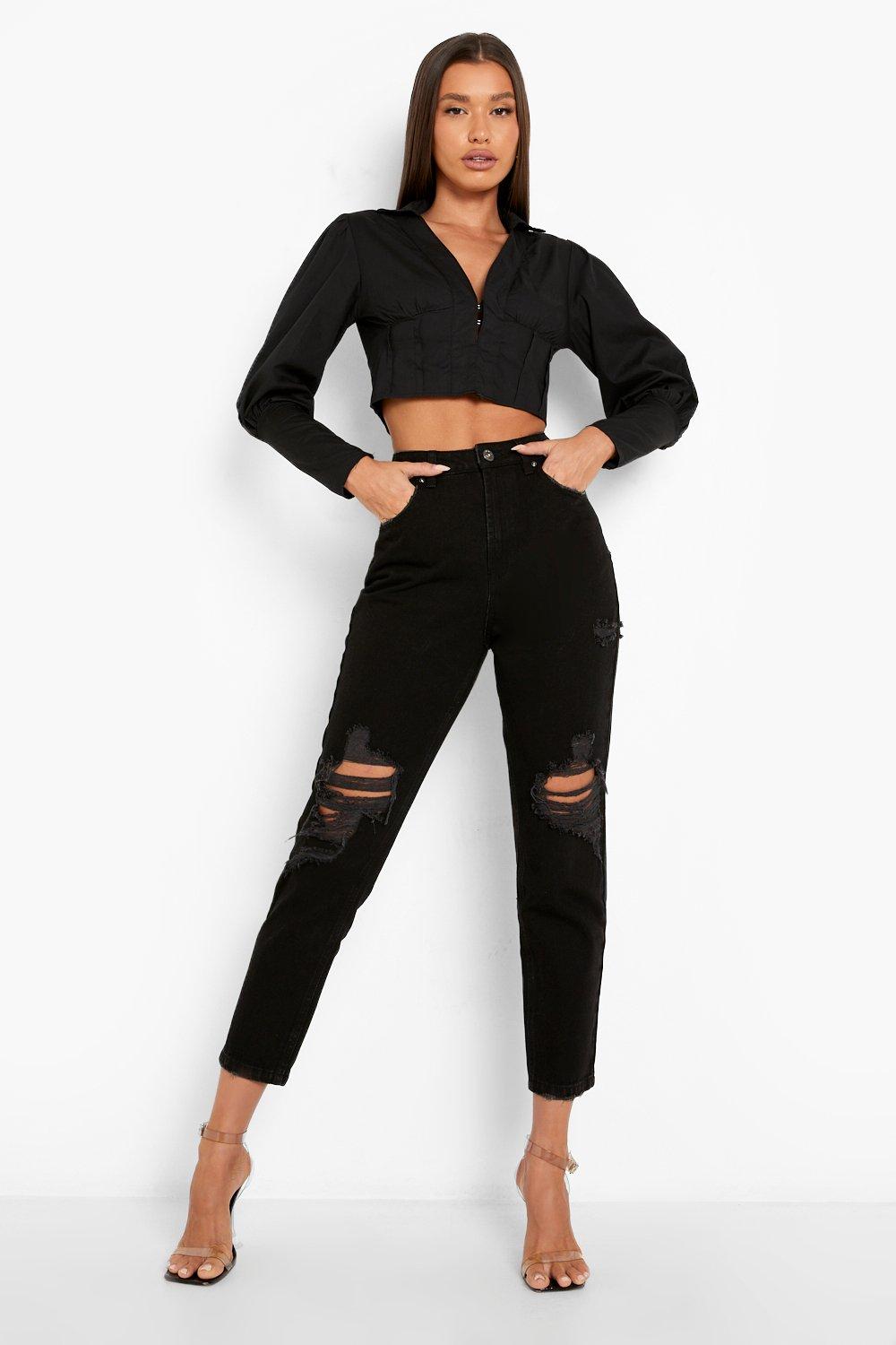 Boohoo black hot sale mom jeans